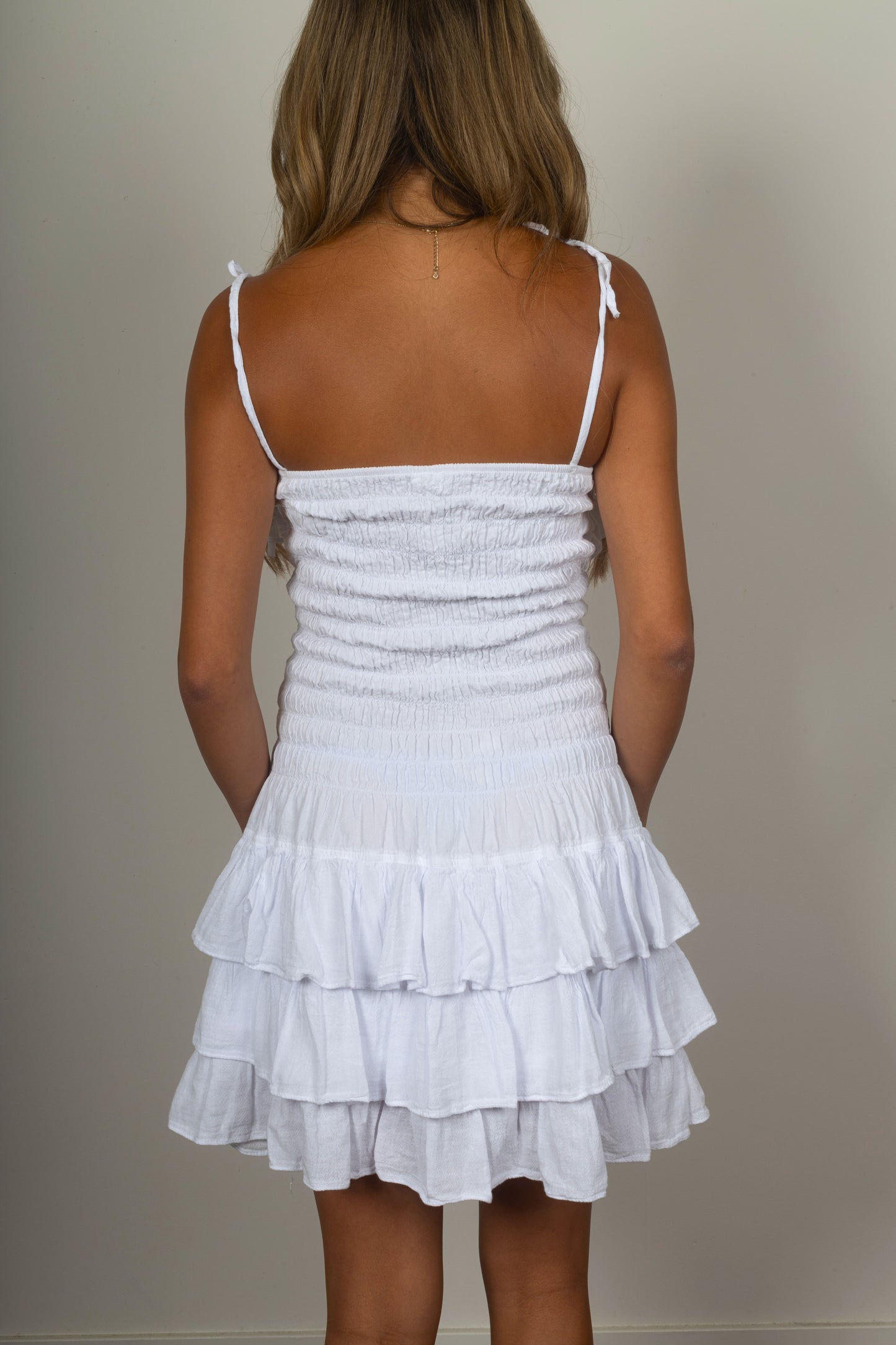 Kira Cotton Button Dress White
