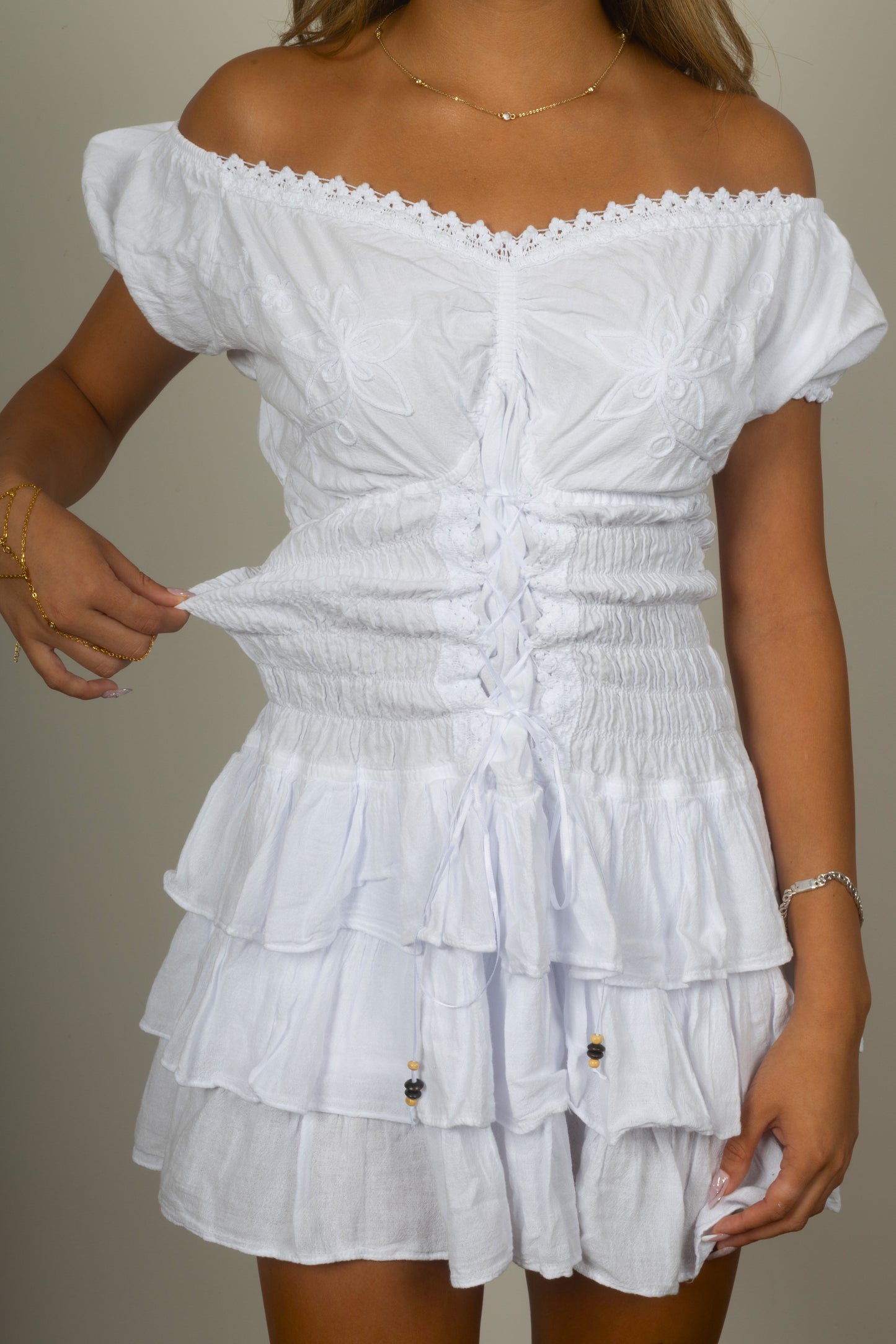 Makena Cotton Corset Dress Tan