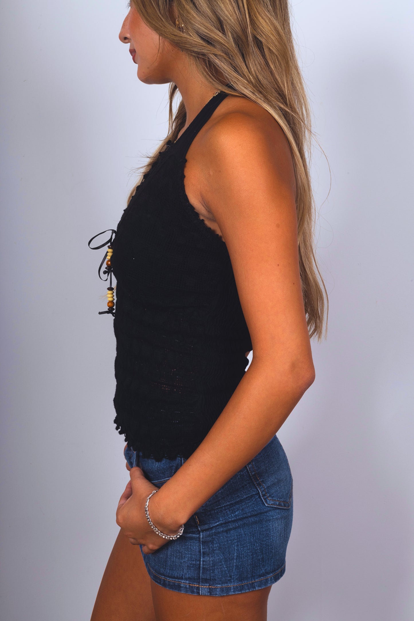 Kai Cotton Halter Top Black