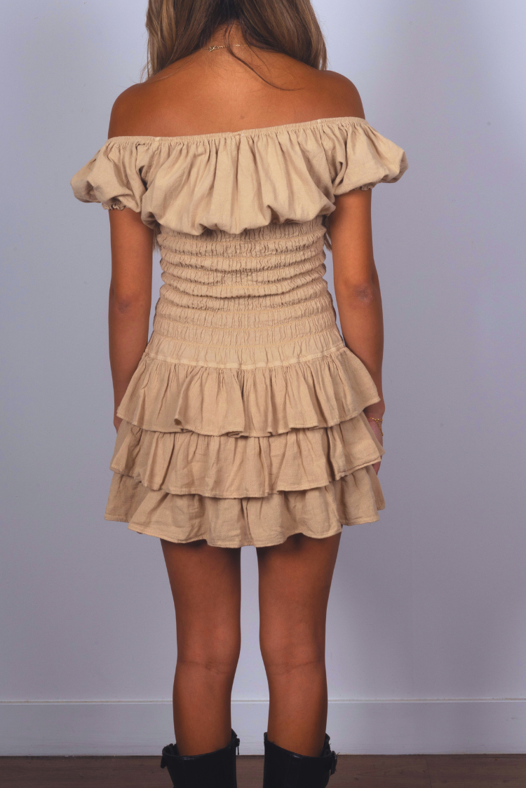 Makena Cotton Corset Dress Tan