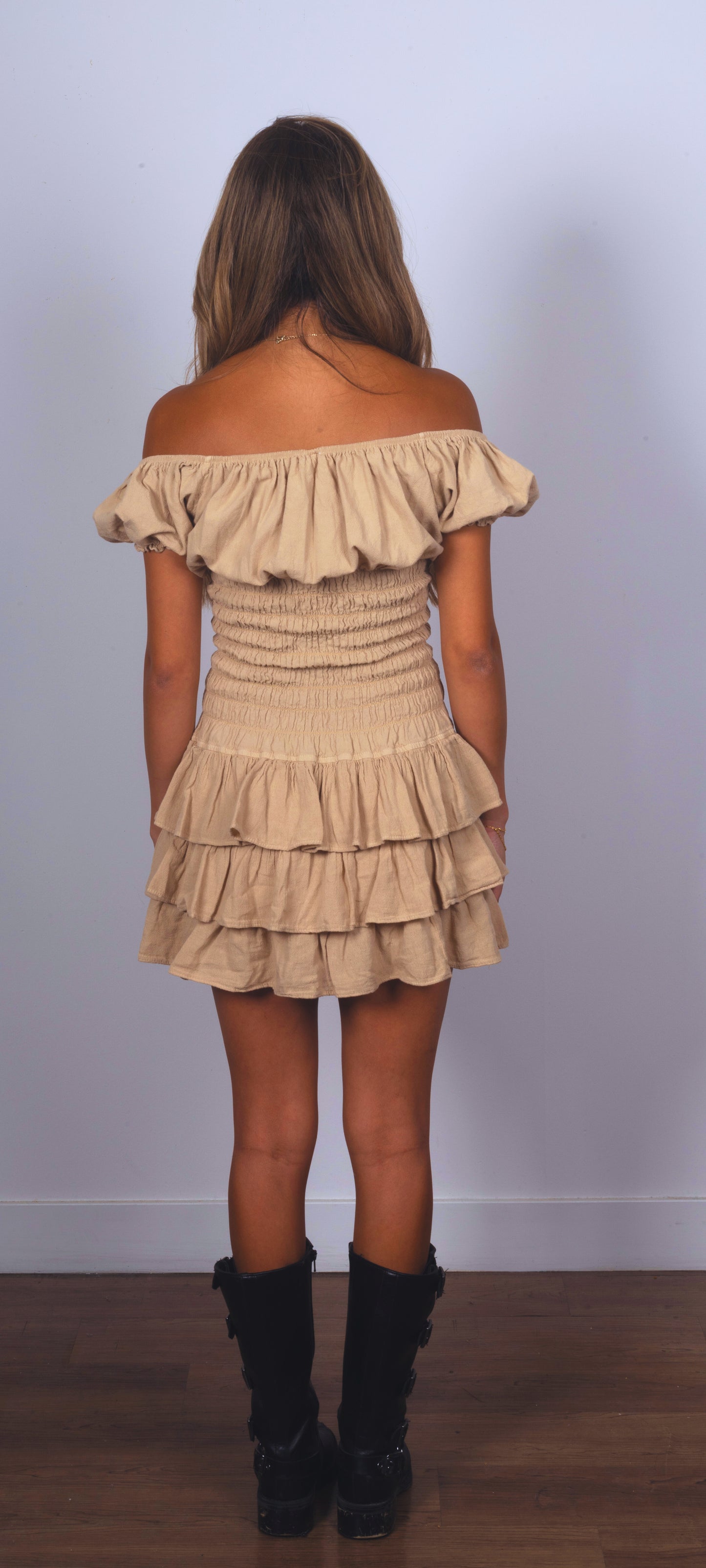 Makena Cotton Corset Dress Tan