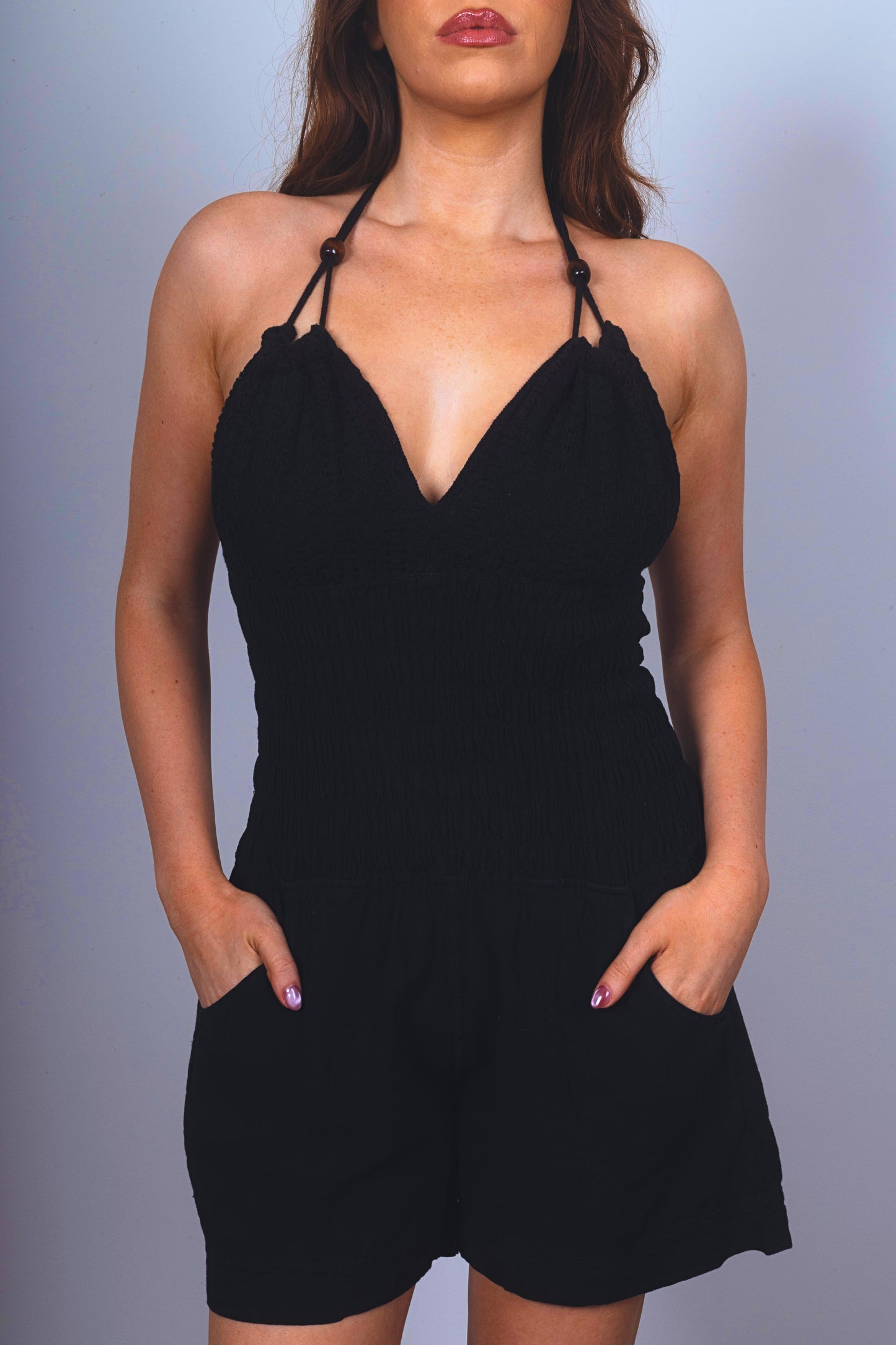 Laila Cotton Halter Jumper Black