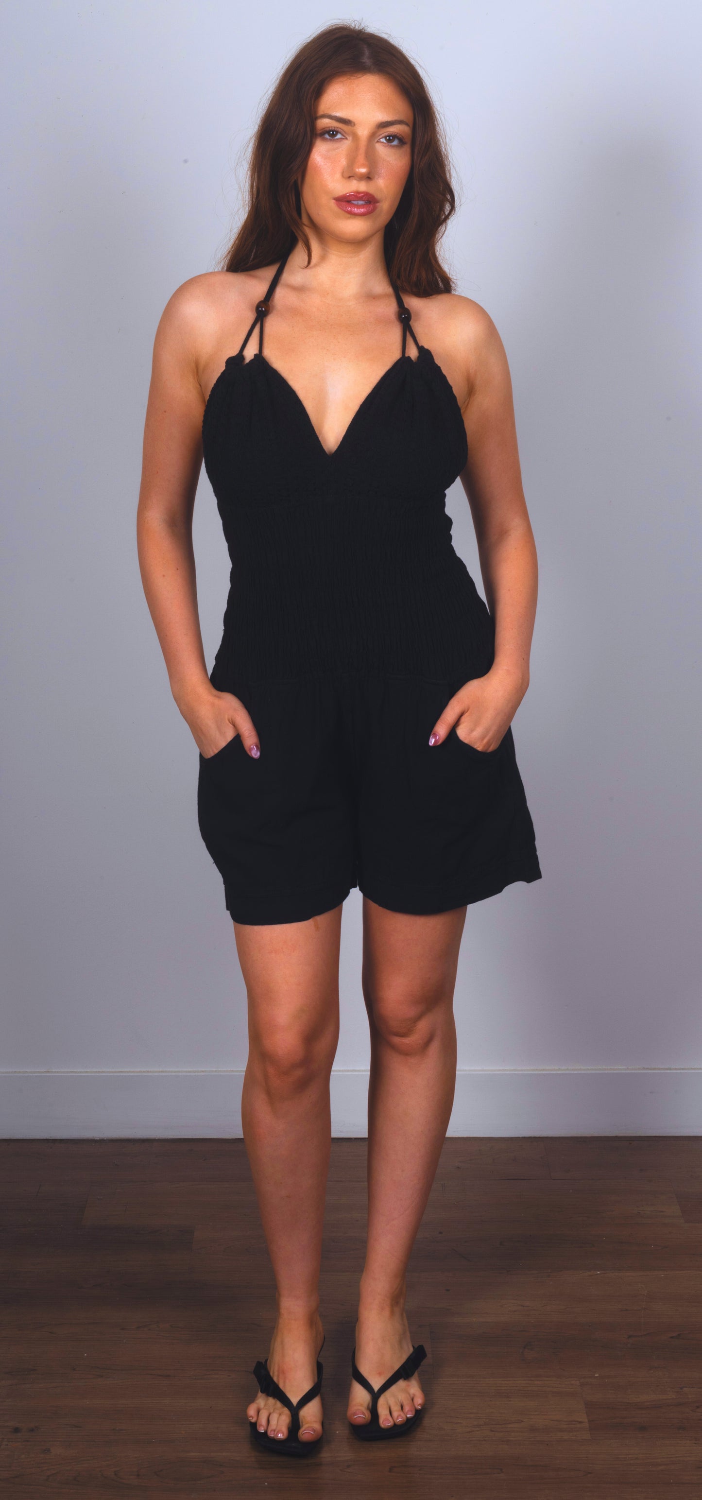 Laila Cotton Halter Jumper Black